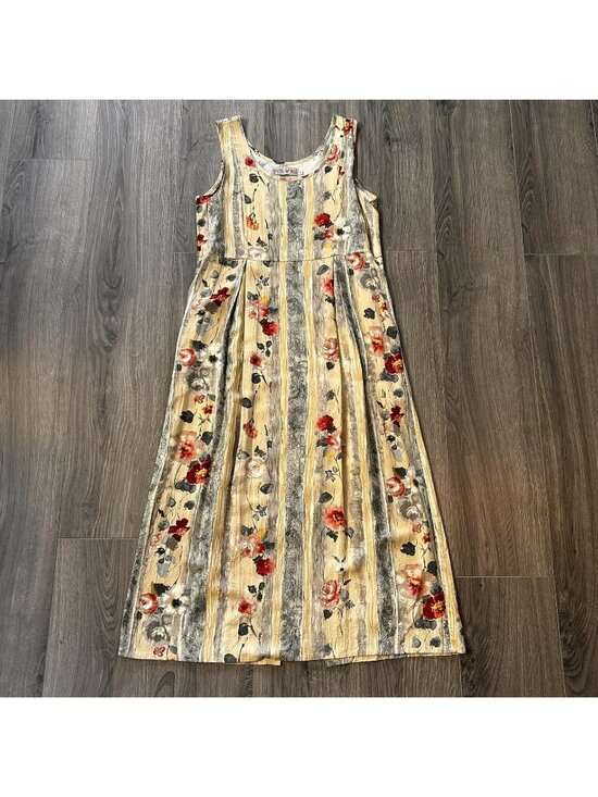 Jams World Dresses & Skirts - Jams World Dress Womens S Antique Trellis Floral Stripe Rayon Maxi Pockets USA